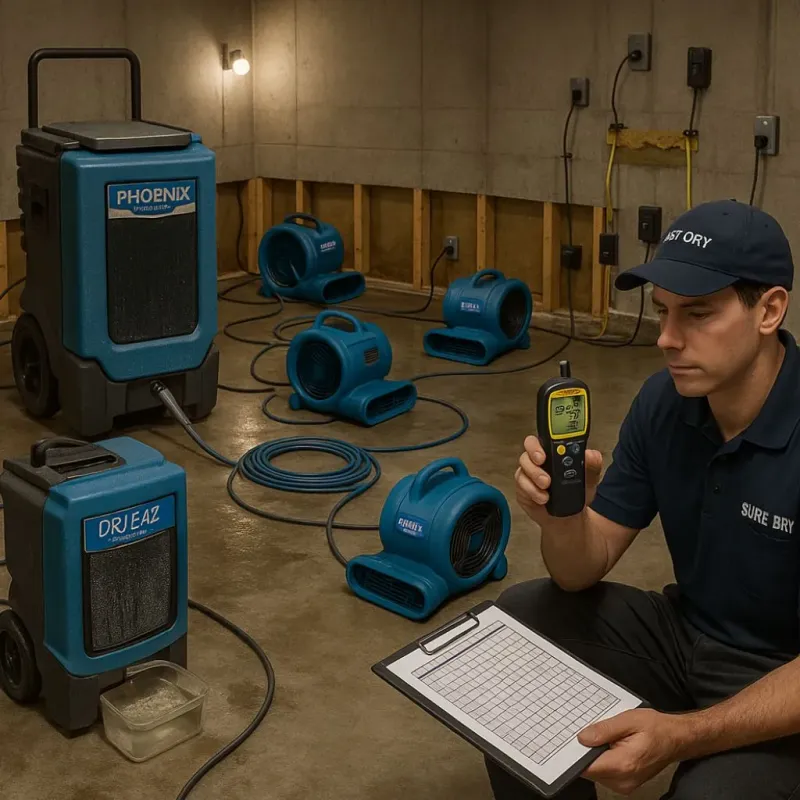 Structural Drying and Dehumidification process in Dimmit County, TX